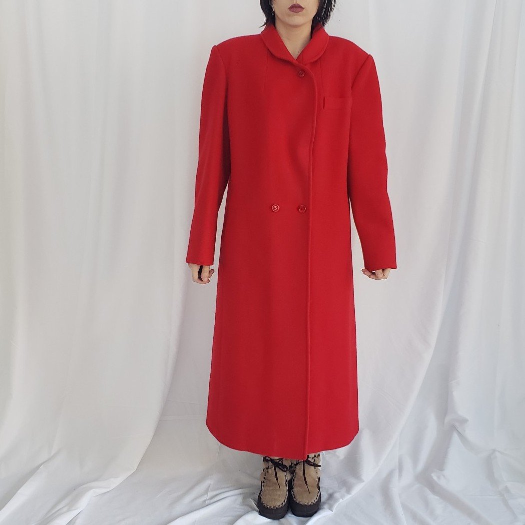 90s Red Wool Overcoat