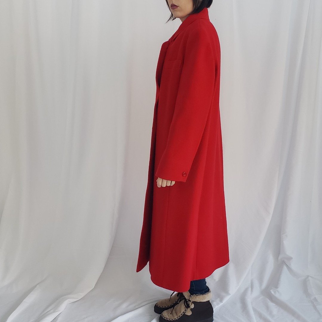 90s Red Wool Overcoat