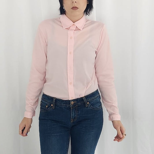 70s Pink Polyester Button Down