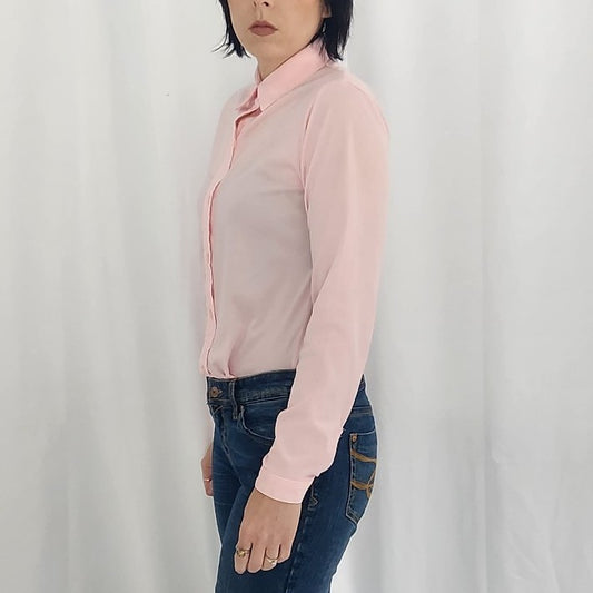 70s Pink Polyester Button Down