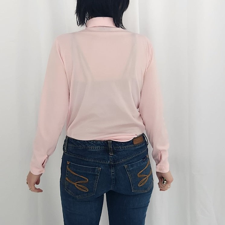 70s Pink Polyester Button Down