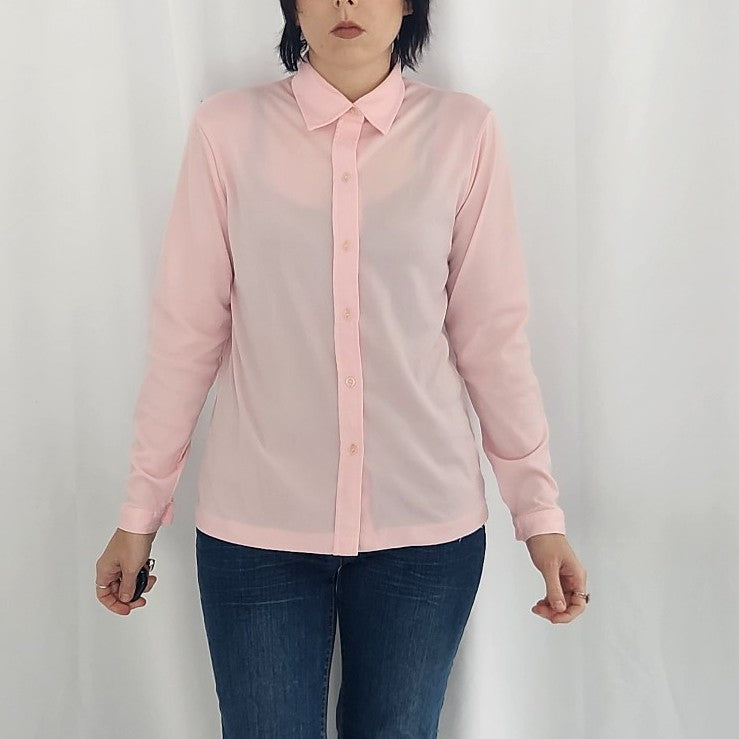 70s Pink Polyester Button Down