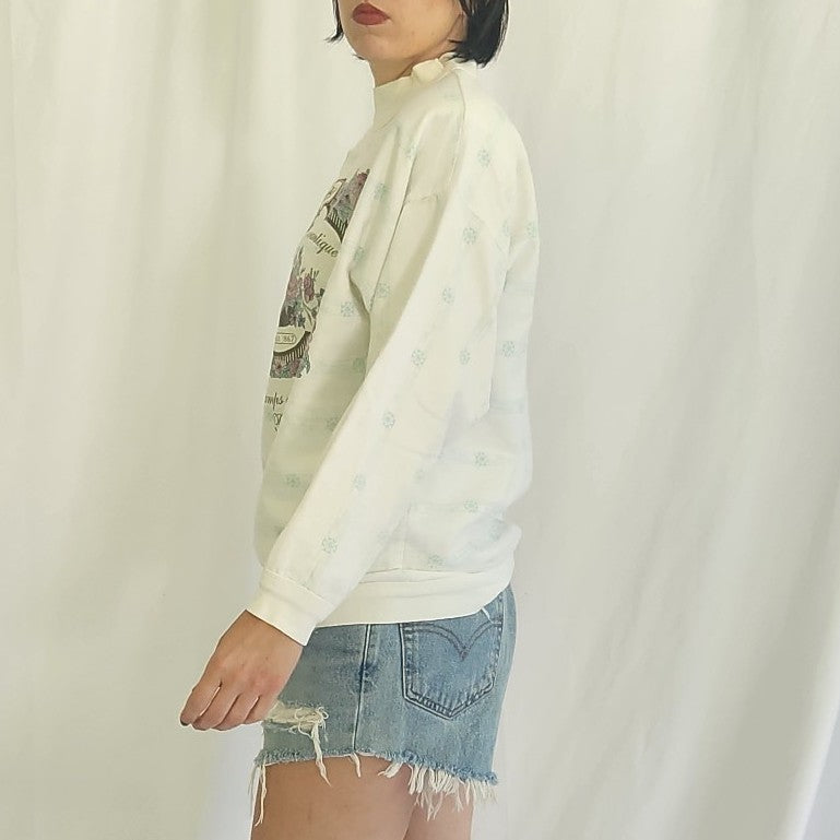 90s French Inspired Floral Sweatshirt
