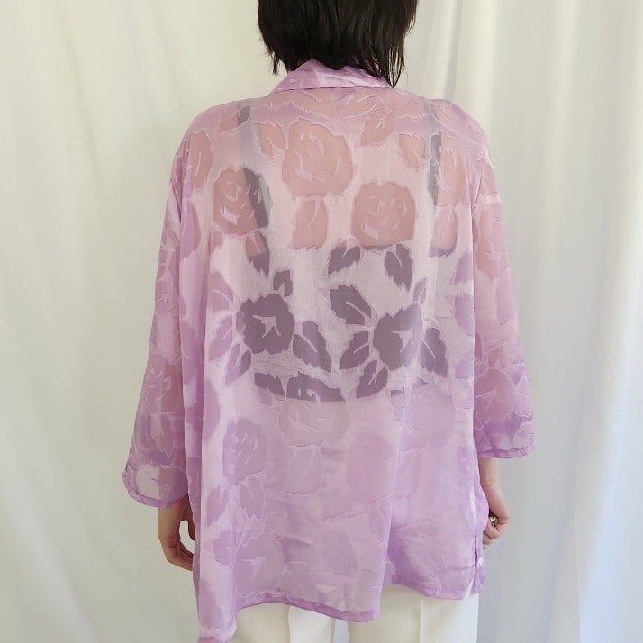 Y2K Sheer Purple Floral Top
