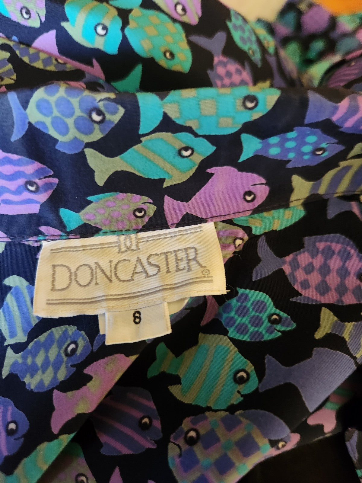 90s Purple Fish Print Blouse