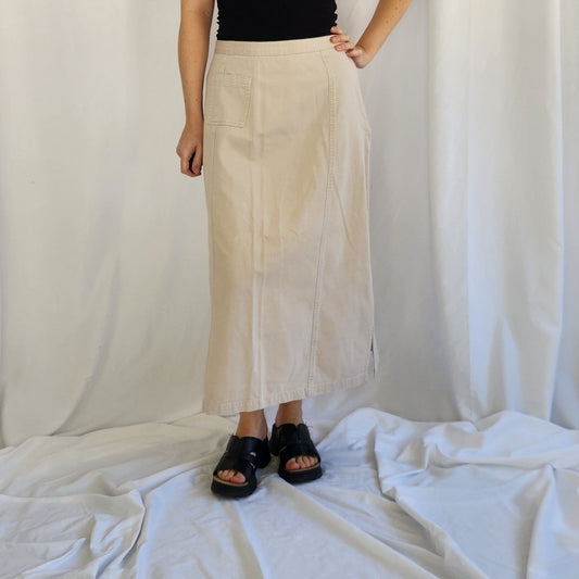 90s/00s Cotton Blend Khaki Skirt