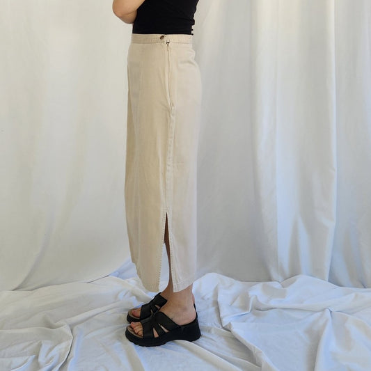 90s/00s Cotton Blend Khaki Skirt