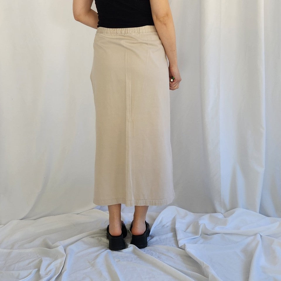 90s/00s Cotton Blend Khaki Skirt