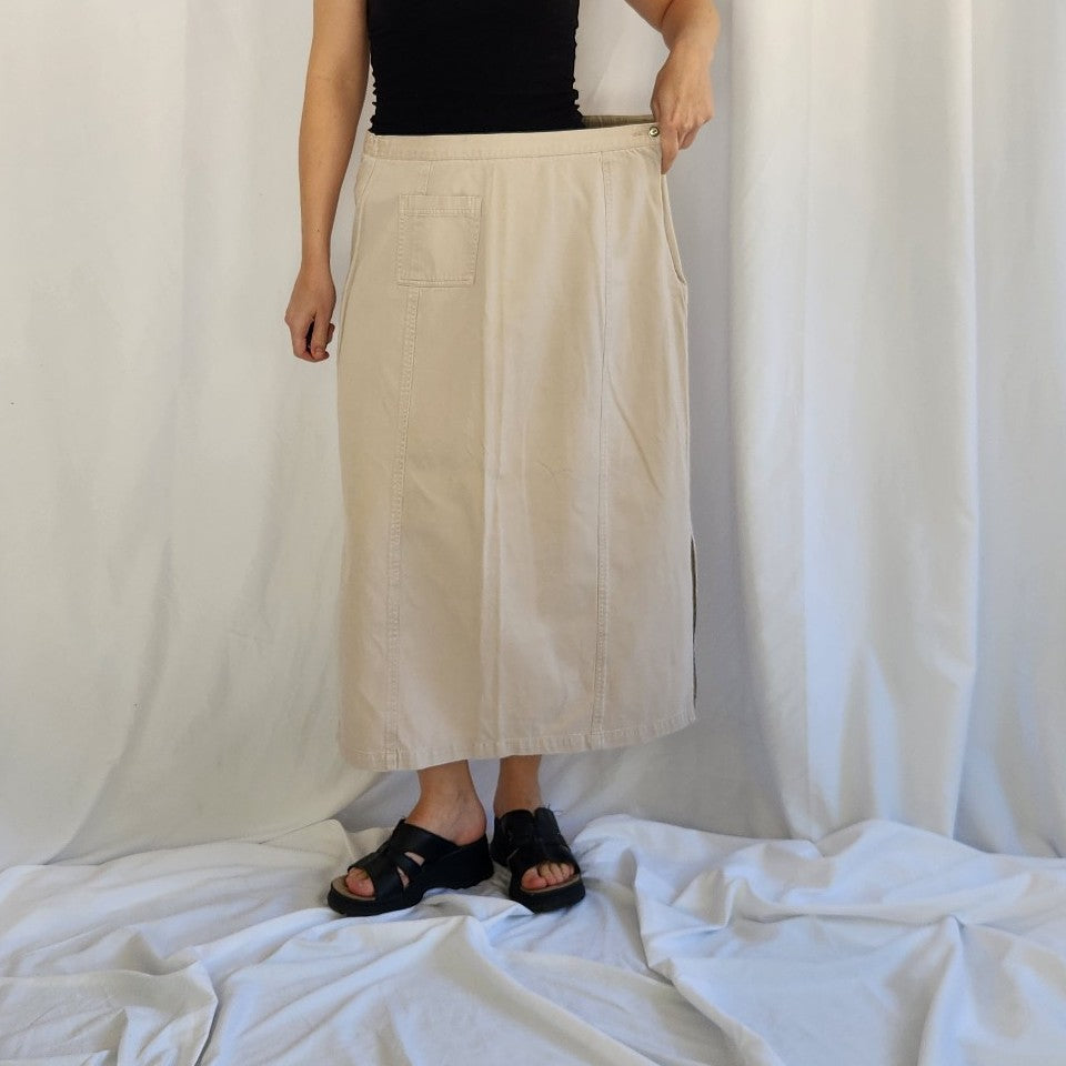 90s/00s Cotton Blend Khaki Skirt