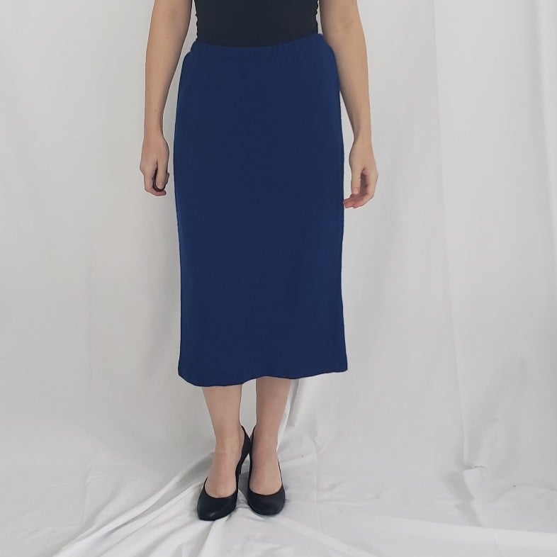 80s Blue Knit Midi Skirt