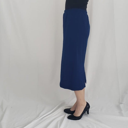 80s Blue Knit Midi Skirt