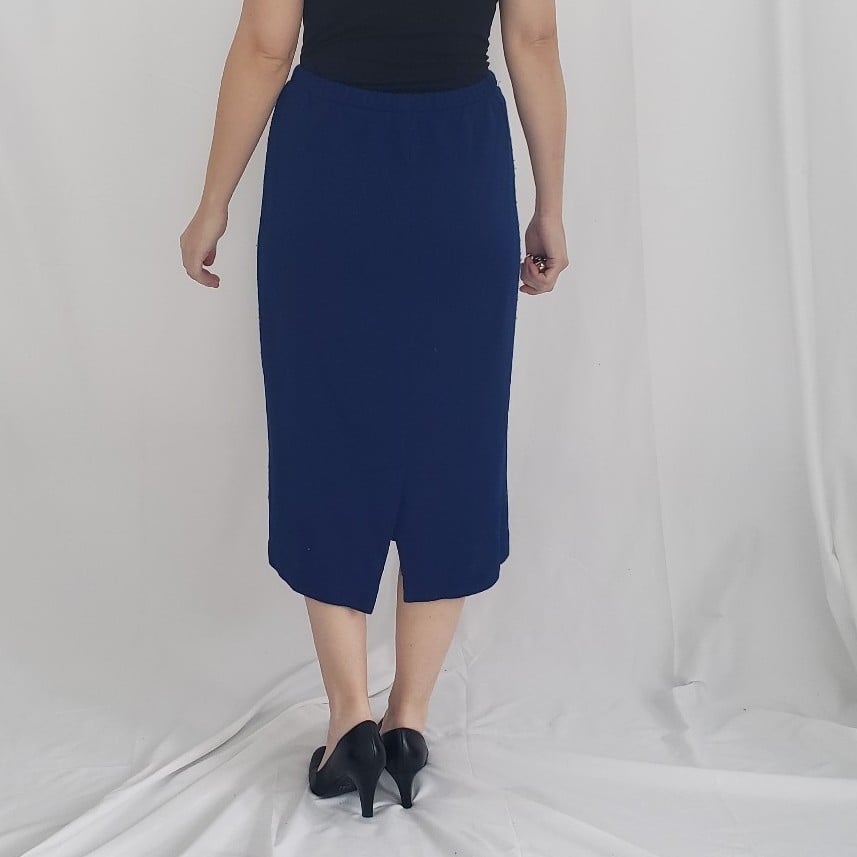 80s Blue Knit Midi Skirt