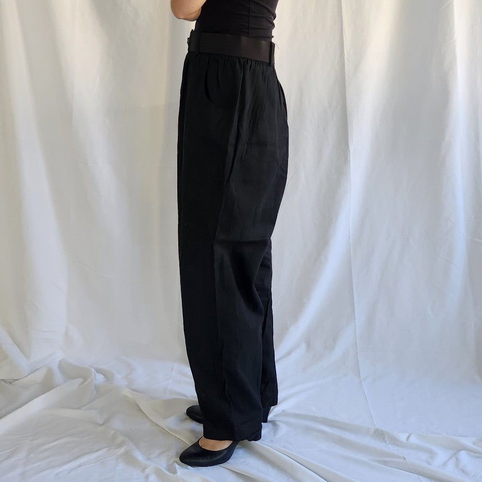80s Black Loose Fit Pants and Belt