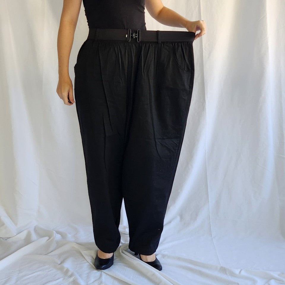 80s Black Loose Fit Pants and Belt