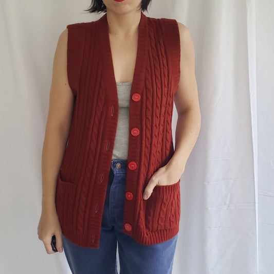 70s/80s Deep Orange Sweater Vest