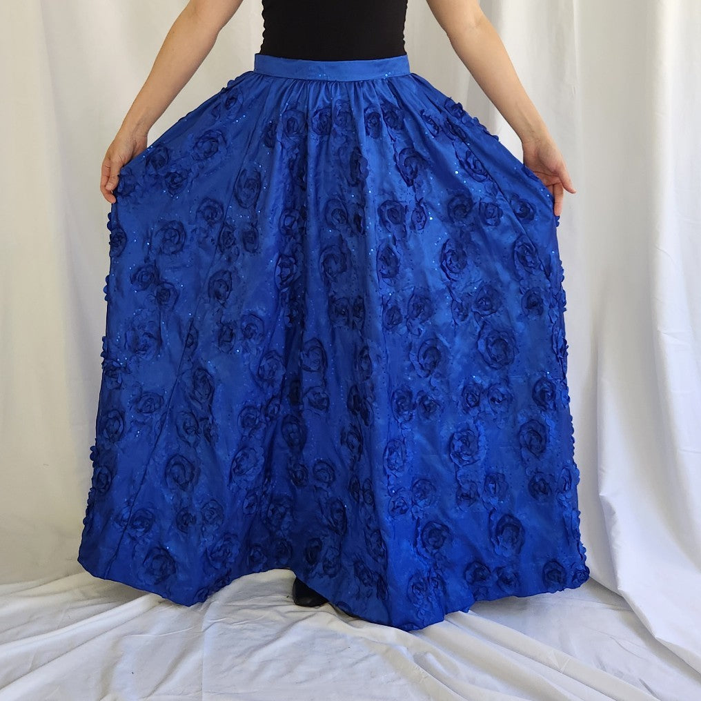 90s(?) Blue Floral Maxi Skirt