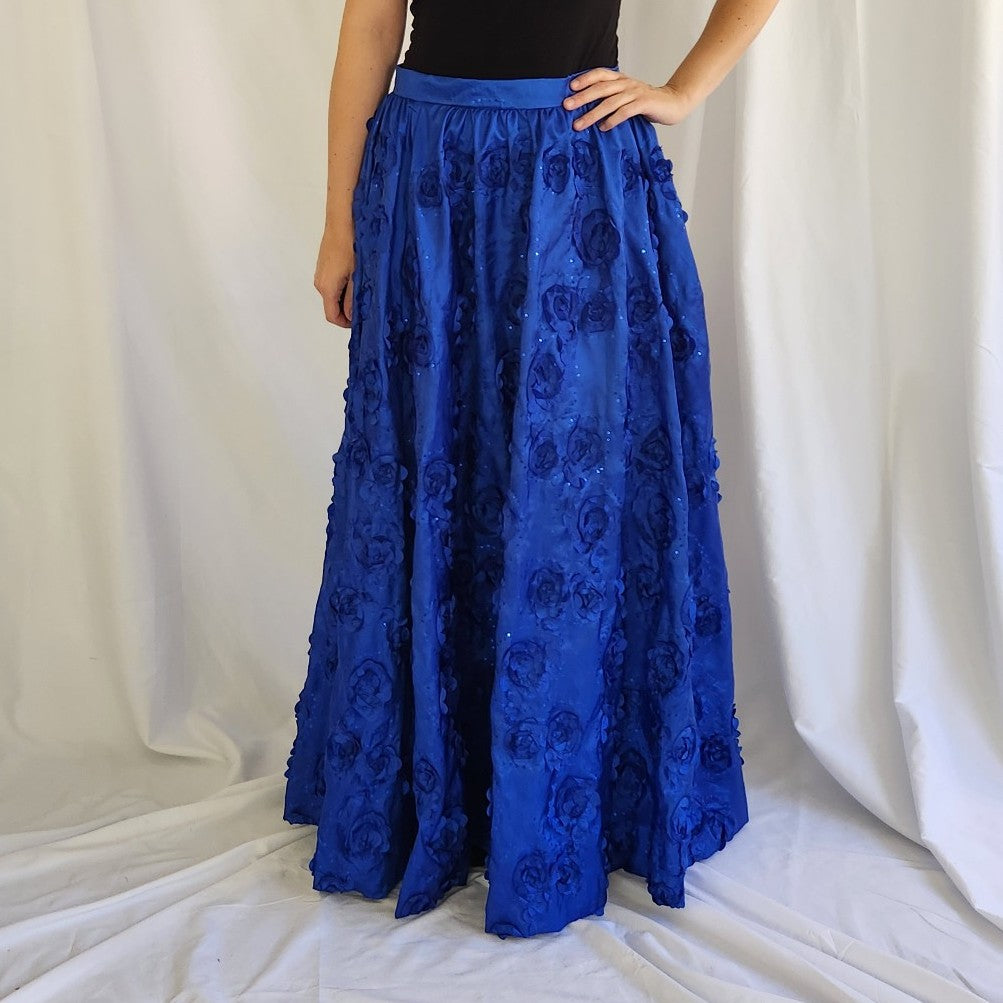 90s(?) Blue Floral Maxi Skirt