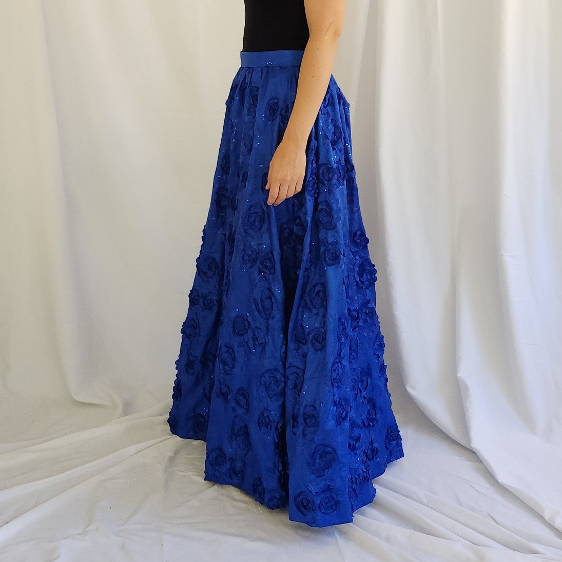 90s(?) Blue Floral Maxi Skirt