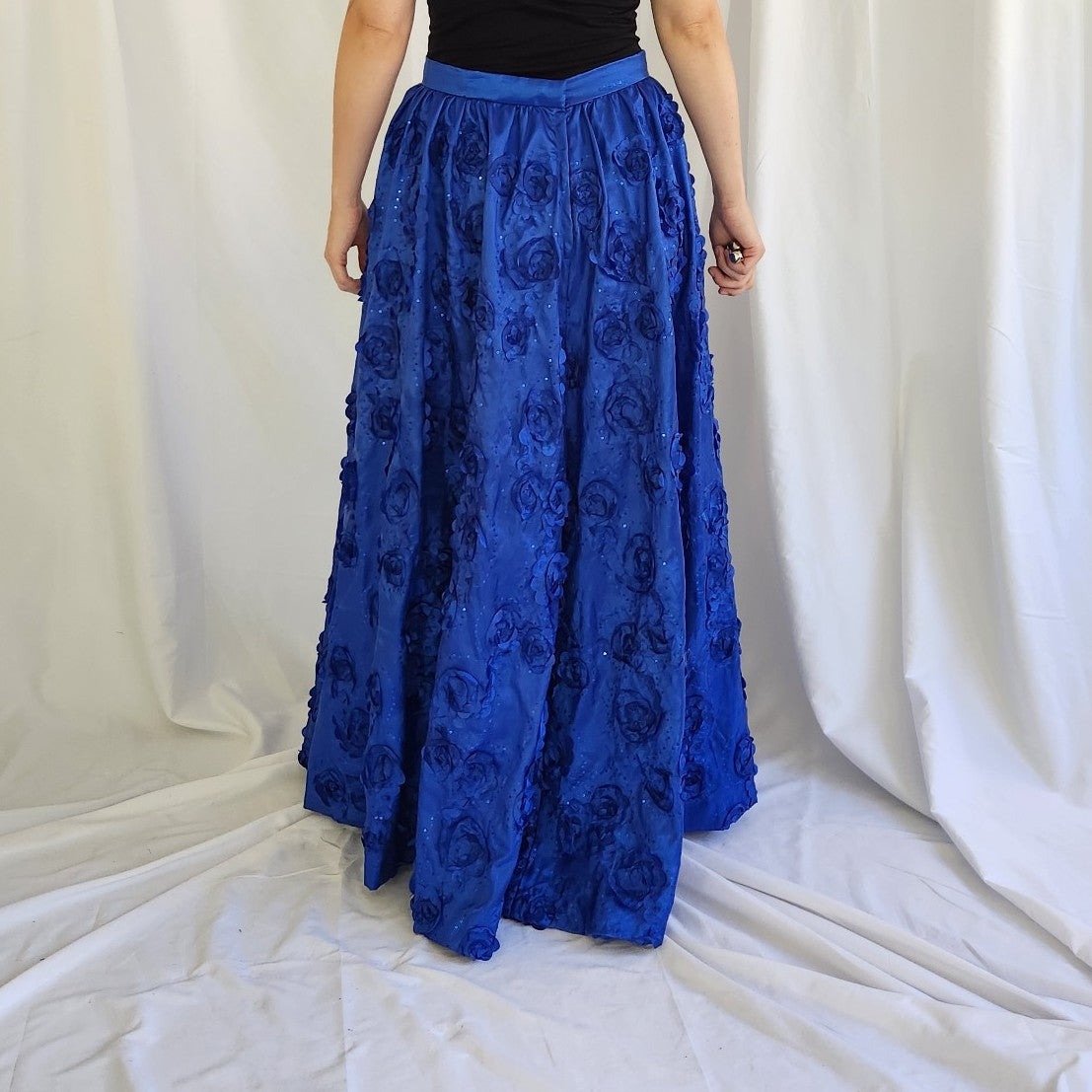 90s(?) Blue Floral Maxi Skirt