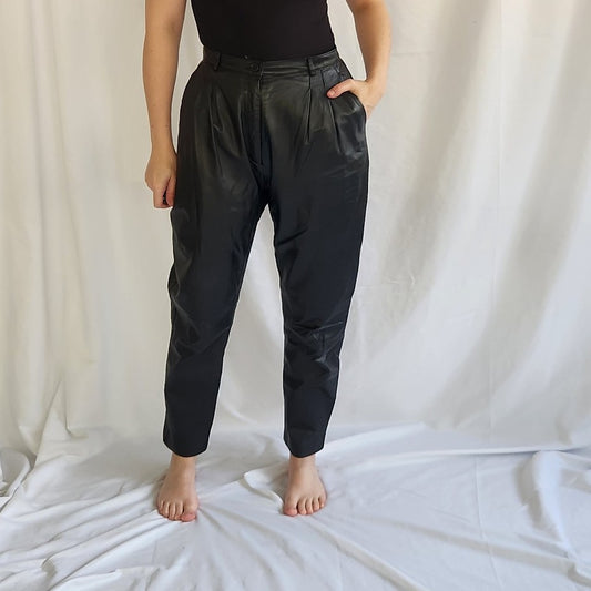 90s Black Leather Biker Pants