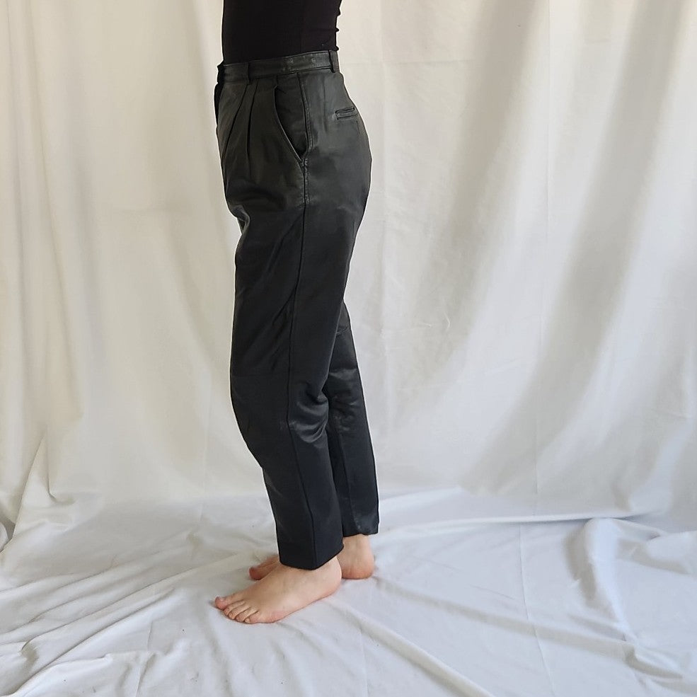 90s Black Leather Biker Pants