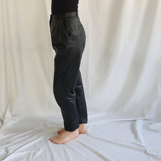 90s Black Leather Biker Pants