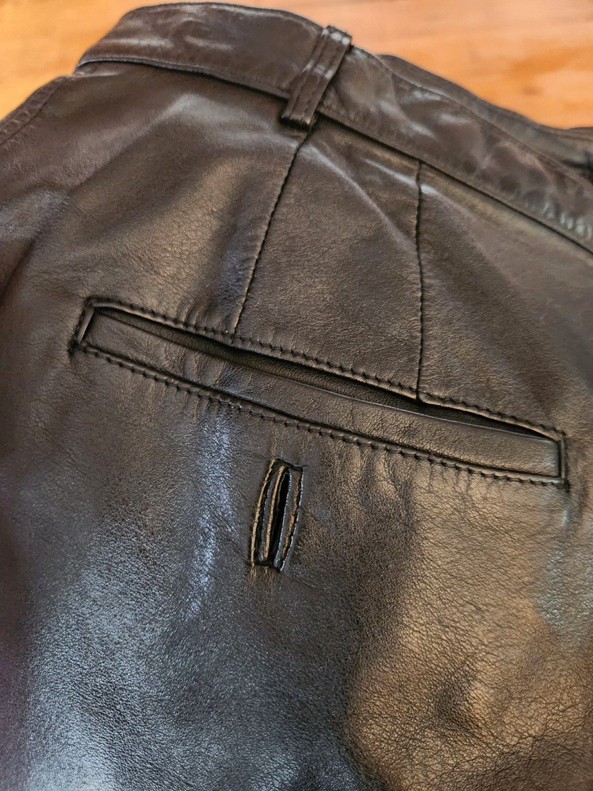 90s Black Leather Biker Pants