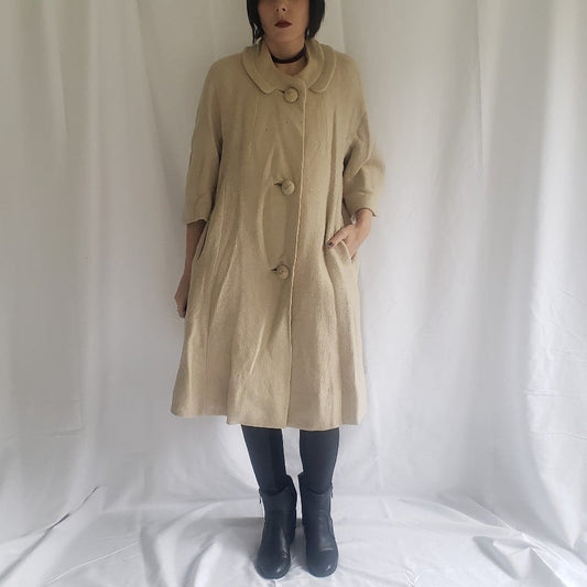 60s Beige Wool Swing Coat