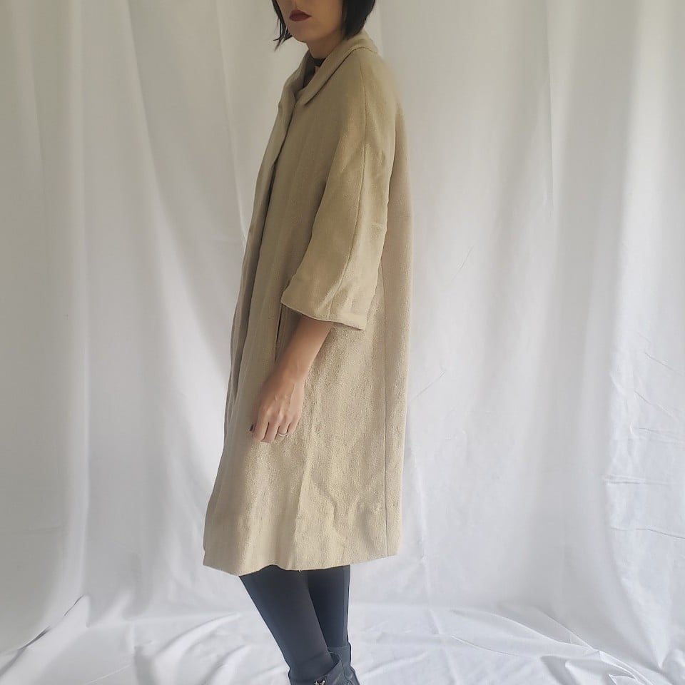 60s Beige Wool Swing Coat