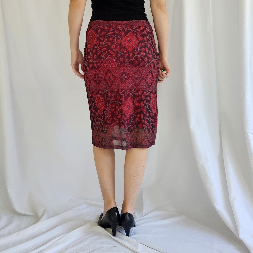 Y2K Red Pencil Skirt
