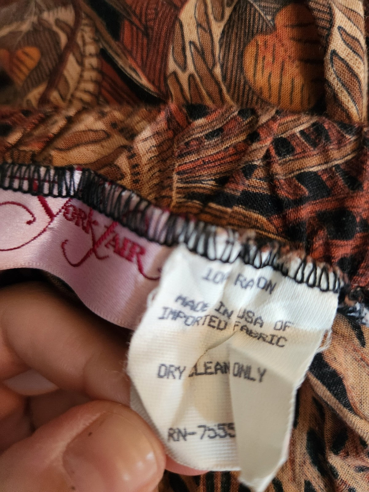 80s Brown Feather Print Midi Skirt