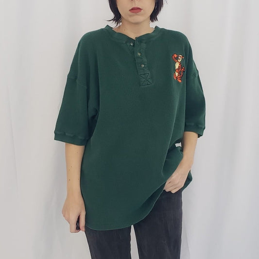 90s Disney Store Green Waffle Knit Tigger Polo