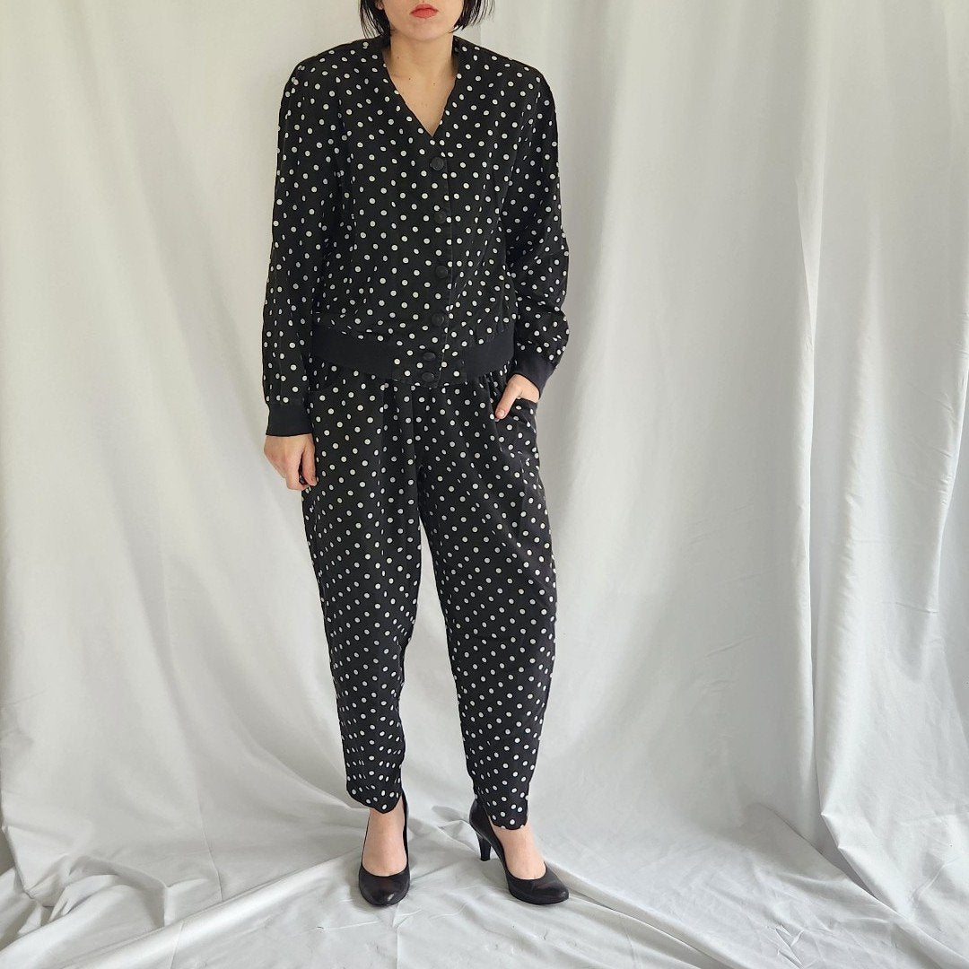 80s Black and White Polka Dot 3 Piece Set