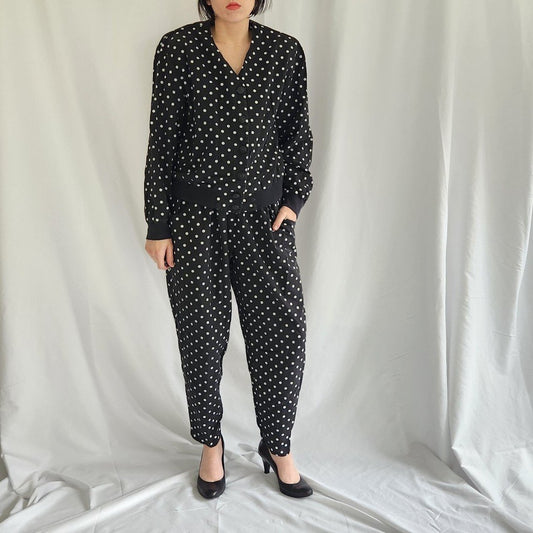 80s Black and White Polka Dot 3 Piece Set