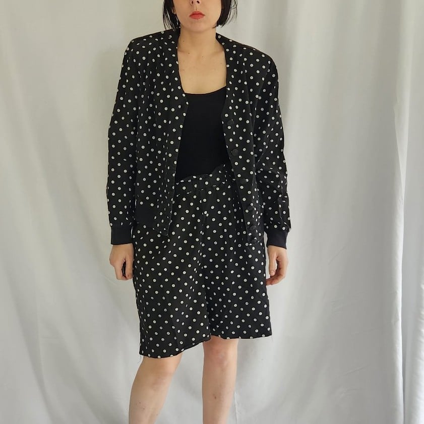 80s Black and White Polka Dot 3 Piece Set