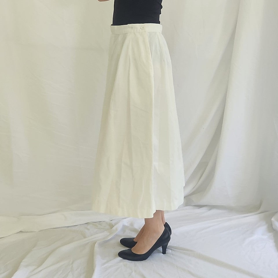 90s LL Bean White Midi Skirt
