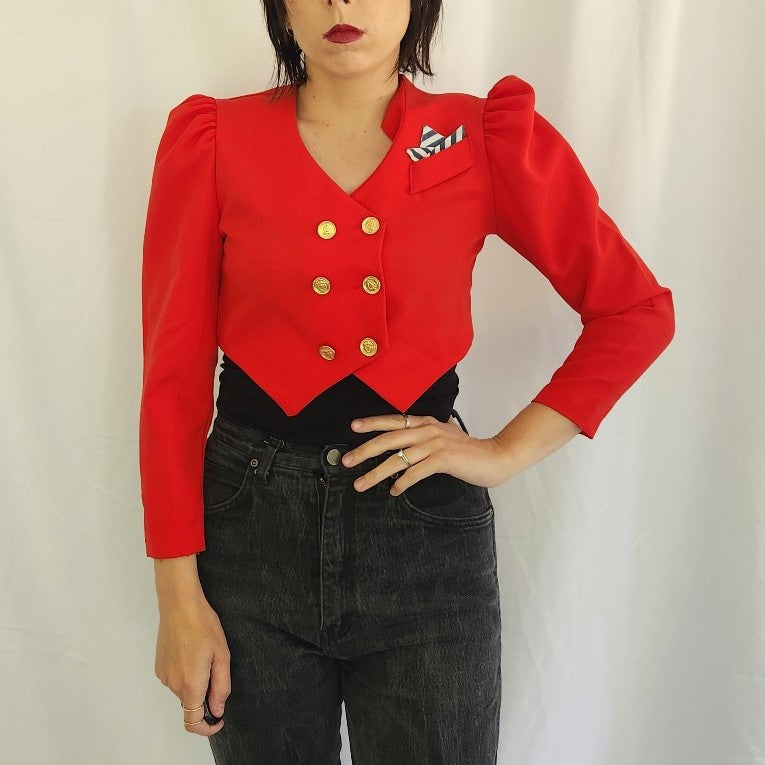 80s Red Cropped Double Breasted Jackets