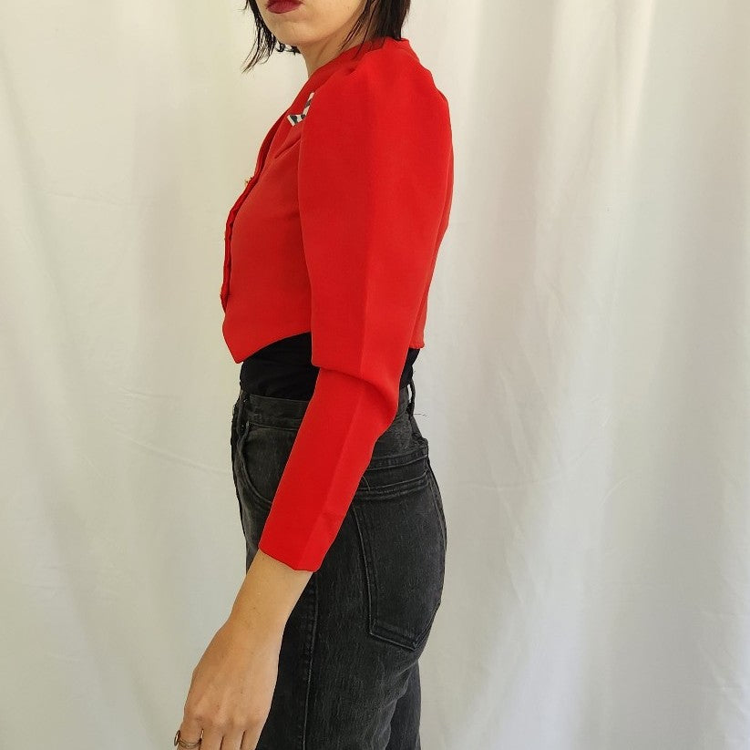 80s Red Cropped Double Breasted Jackets