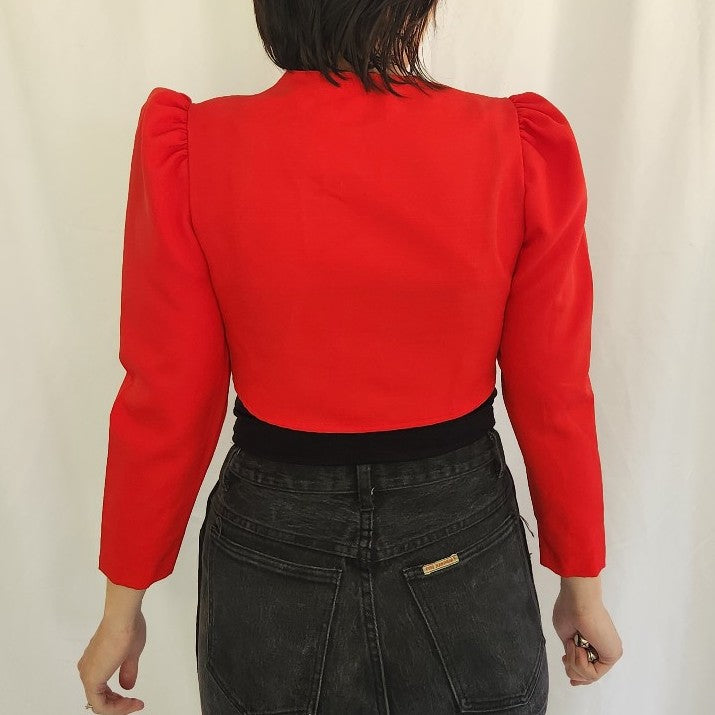 80s Red Cropped Double Breasted Jackets