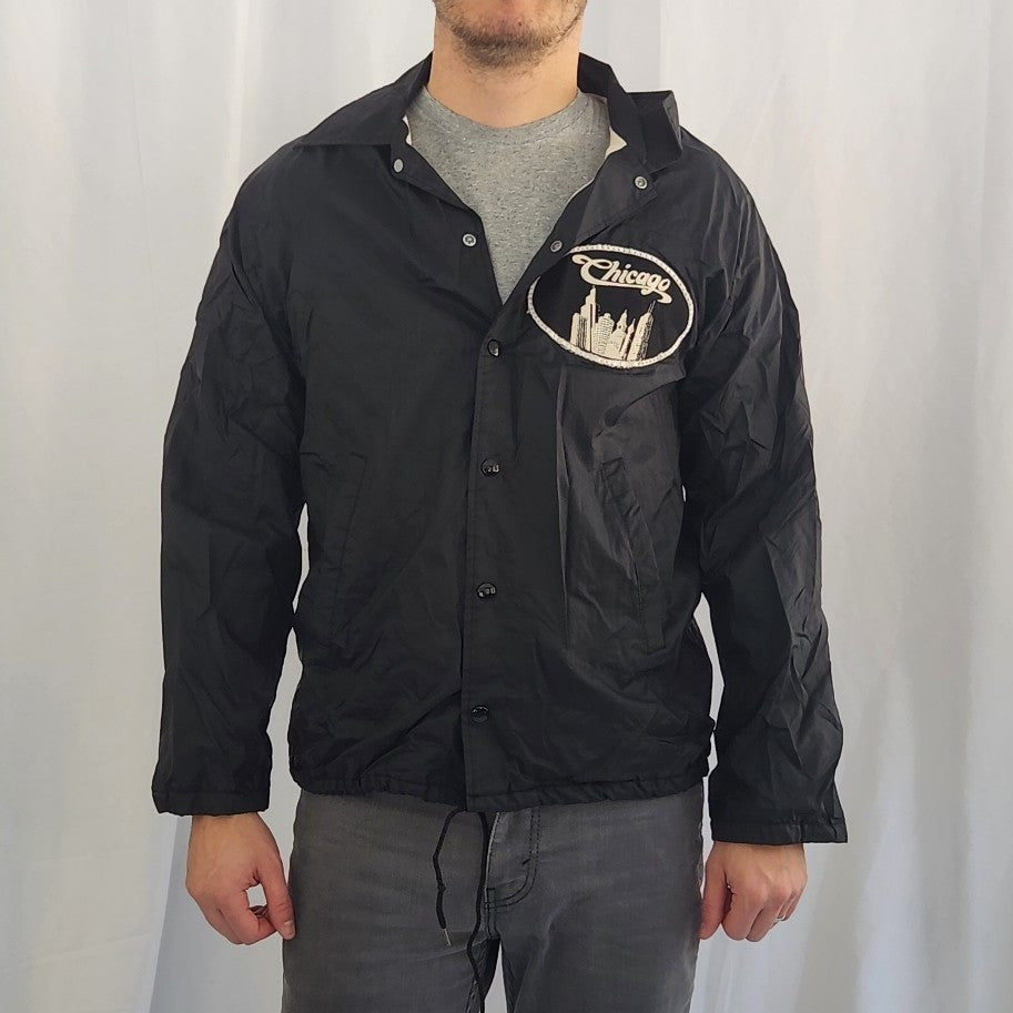 80s Black Chicago Windbreaker