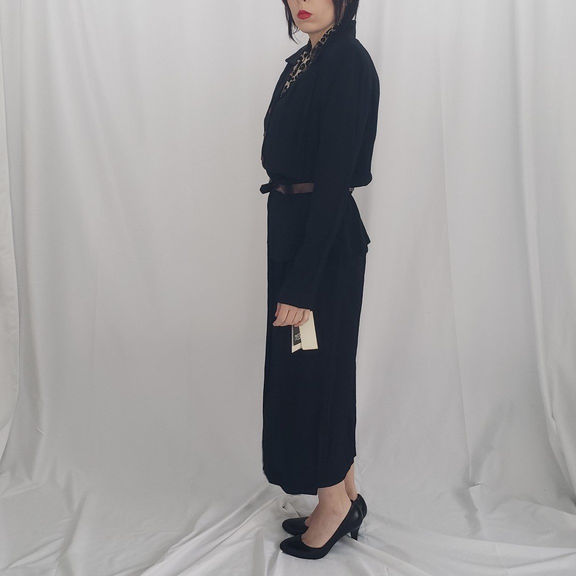 80s Does 40s Deadstock Black Peplum Dress