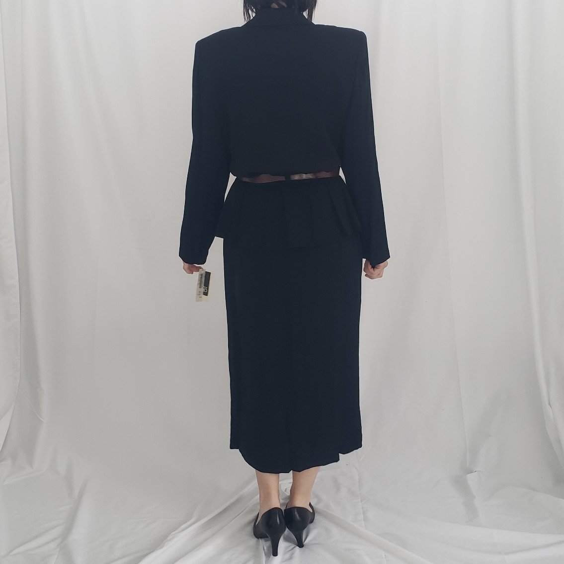 80s Does 40s Deadstock Black Peplum Dress