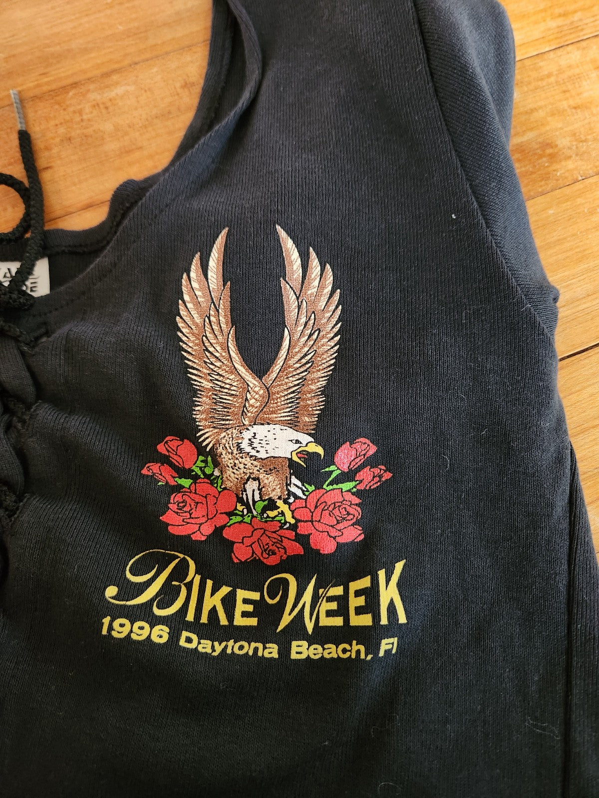 90s Daytona Beach Bike Week Lace Up Crop Top
