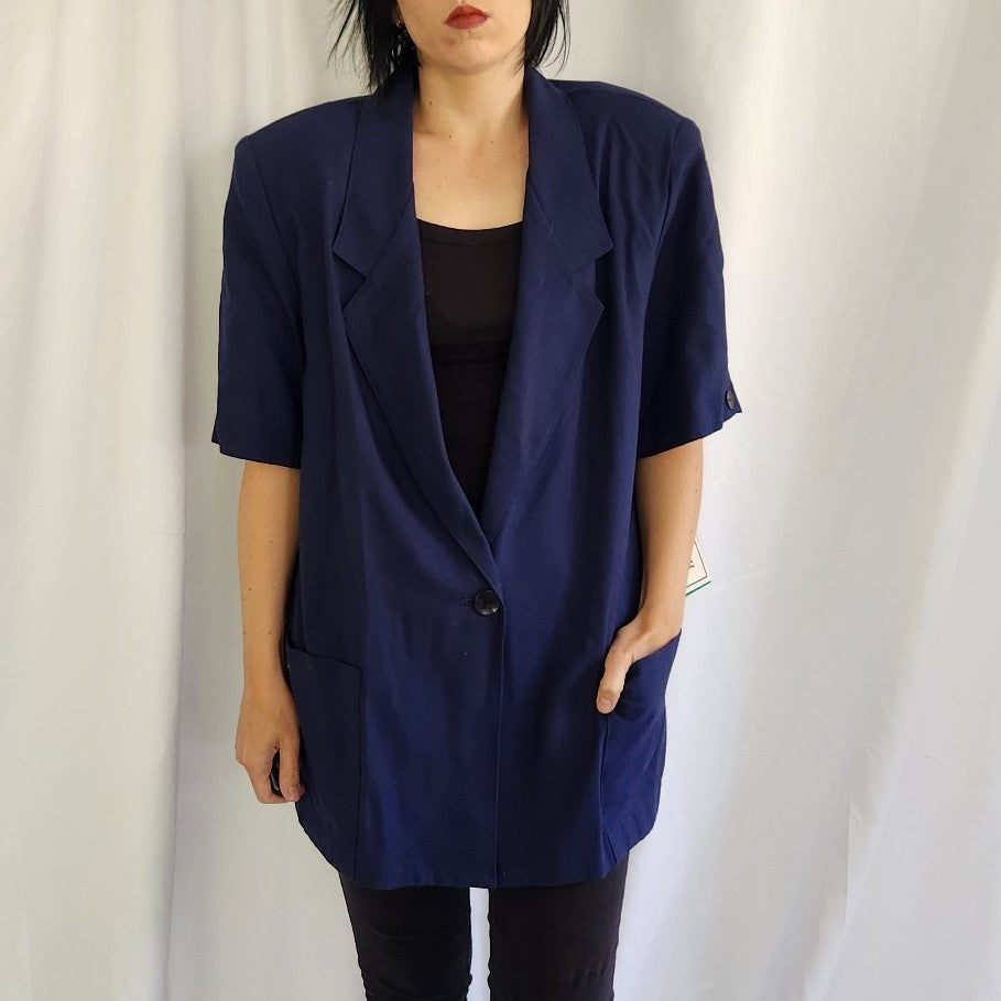 90s Deadstock Blue Short Sleeve Blazer