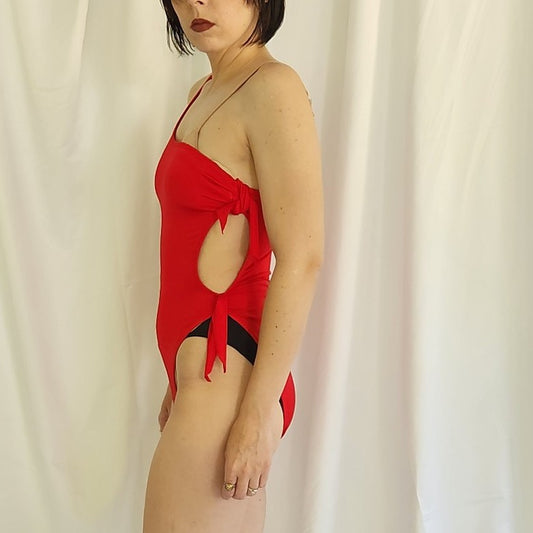 80s/90s Red One Shoulder Swimsuit