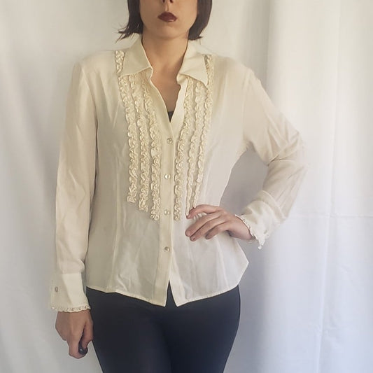 90s Frilly Silk Blouse