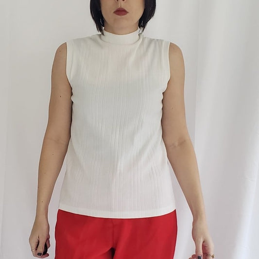 70s White Mock Turtleneck