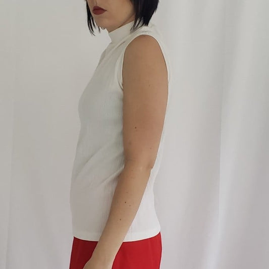 70s White Mock Turtleneck