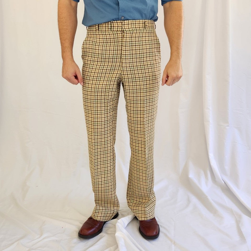 60s/70s Brown Plaid Trousers