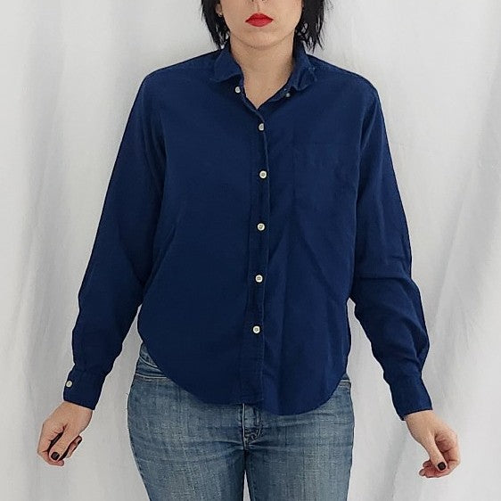 60s Navy Blue Button Down Shirt